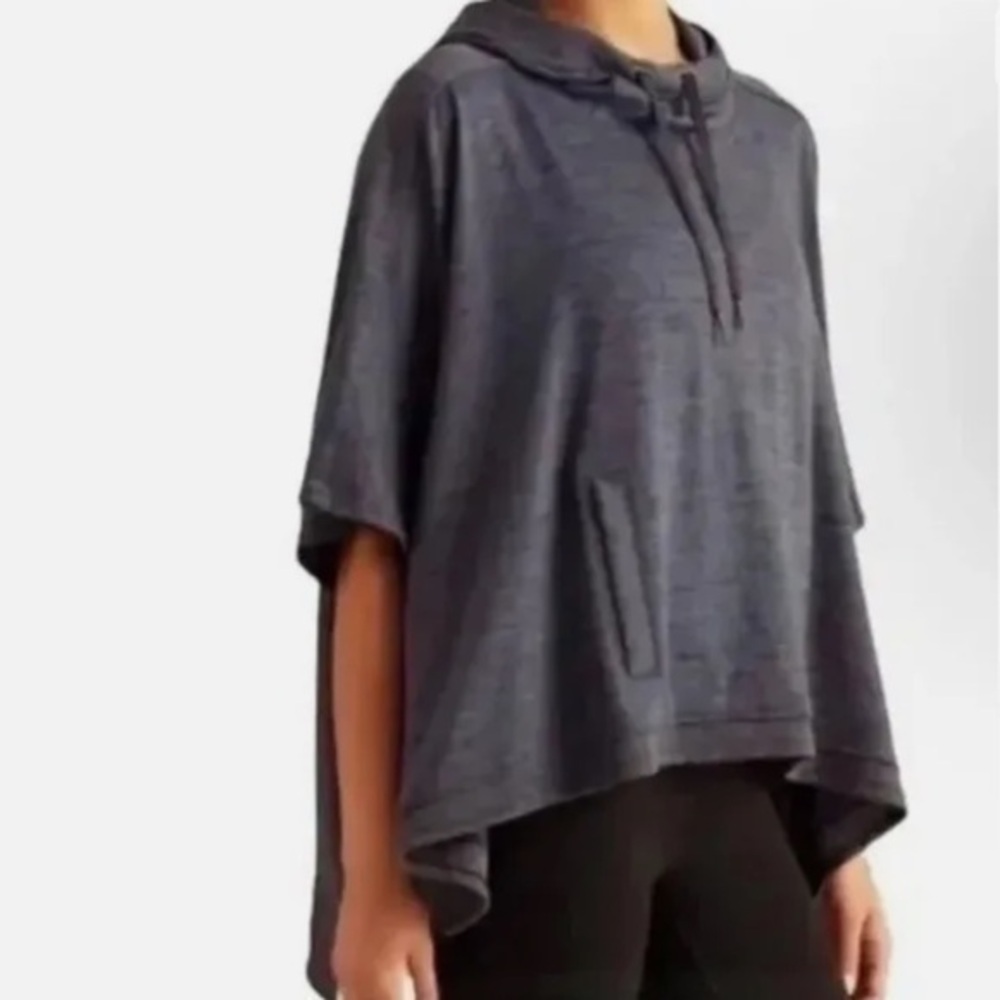 Athleta Blissful ponchó hooded sweater Size S Color Dark Heather Gray